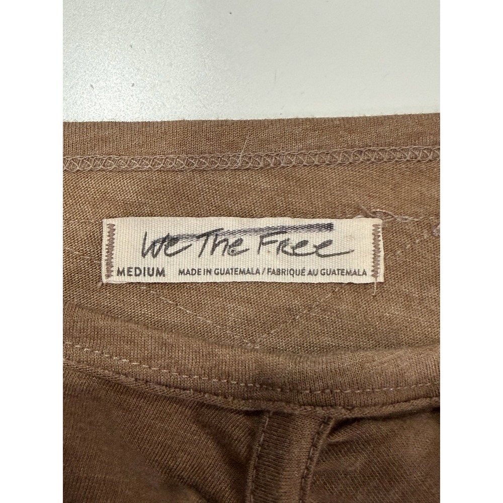 Free People We The Free Brown Ruched Front Long Sleeve Top Medium Boho Tee - Picture 5 of 7